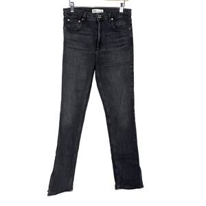 Zara Womens 8 Split Hem High Rise Skinny Jeans Washed Black Cotton Stretch Gray